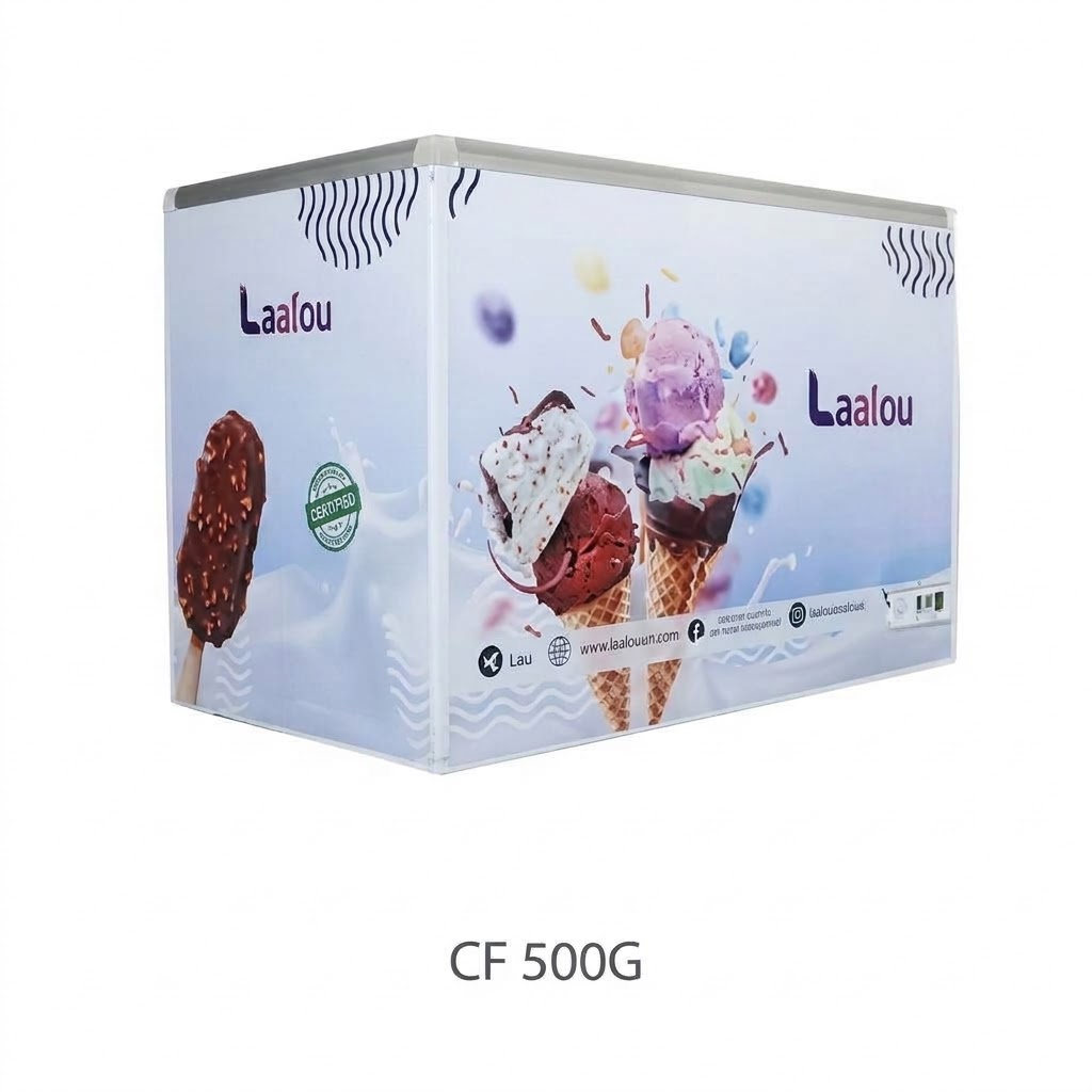 مجمدة العربي الأفقية موديل CF500G بحجم 185×80×80 سم مع سلل لوكس لتخزين الآيس كريم والمجمدات