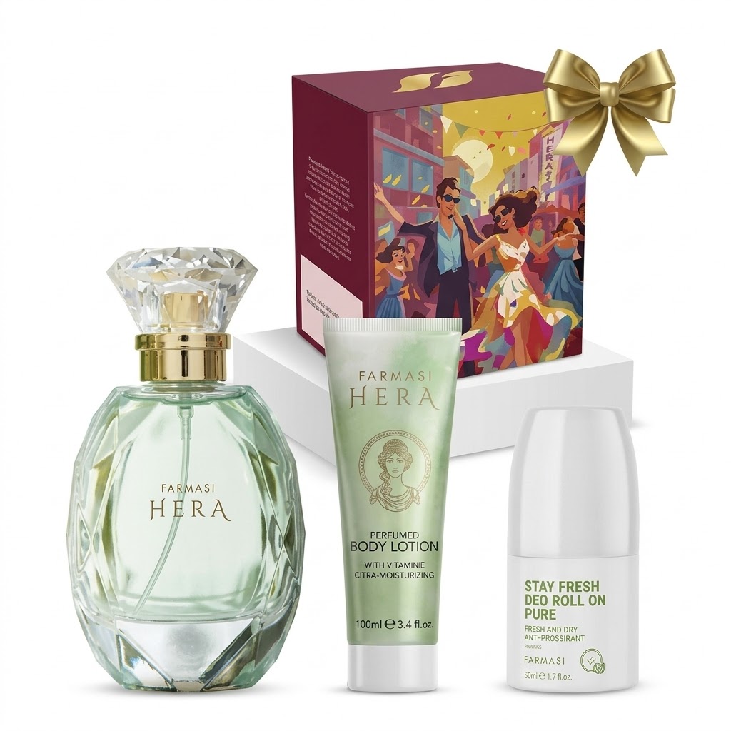 Farmasi Hera Set مجموعة العناية والتعطير النسائية التي تحتوي على عطر ولوشن للجسم ومزيل تعرق رول أون