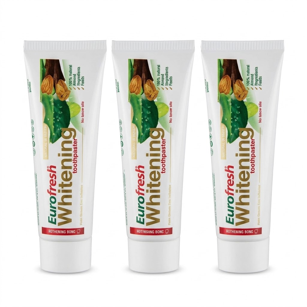 فارمسي  معجون أسنان مبيض Eurofresh Whitening Toothpaste3 بالصبار والمسواك حجم 50 جرام