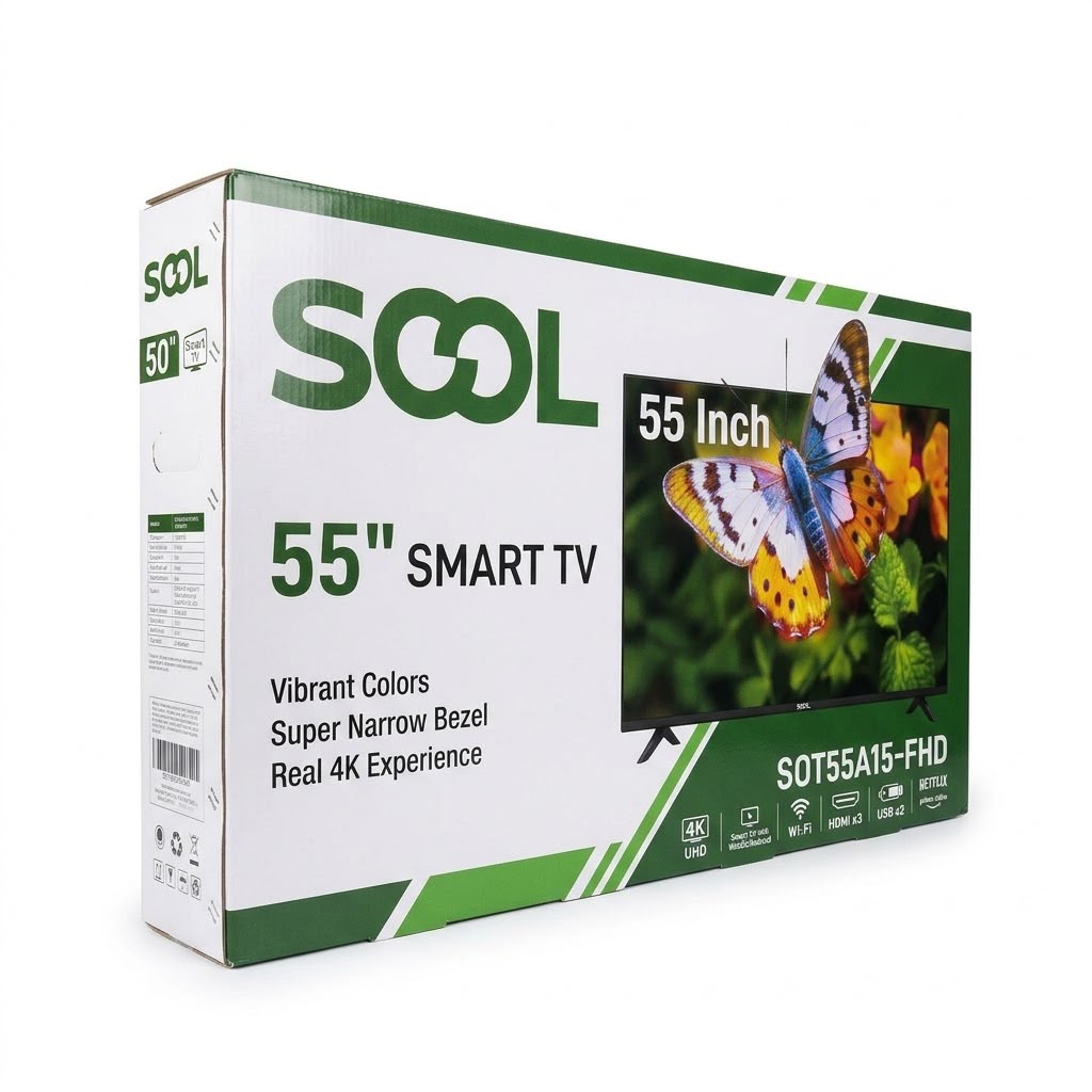 شاشة سوول 55 بوصة سمارت FHD موديل SOT50A15-FHD مع منفذ HDMI ورام 1GB وذاكرة تخزين 8GB