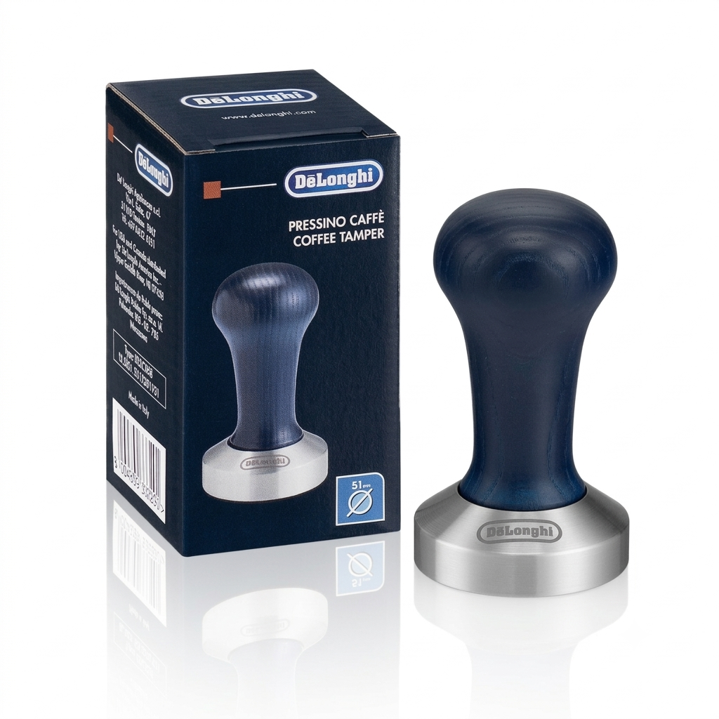 مكبس قهوة إسبريسو يدوي من DeLonghi DLSC058 بقاعدة معدنية مقوية ومقبض خشبي مريح