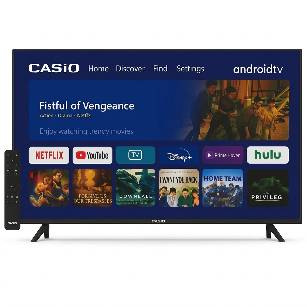 شاشة كاسيو Casio تلفزيون ذكي مقاس 65 بوصة بدقة 4K UHD ونظام Android TV موديل CAS65S4KF-QLED