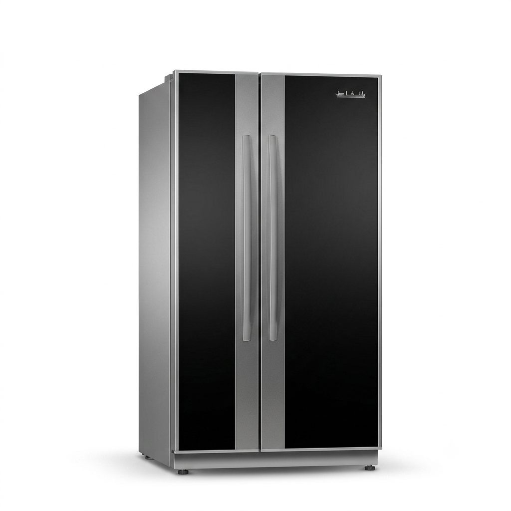 براد الحافظ SNSL3020B بابين متجاورين سعة 30 قدم تبريد هواء لون فضي وباب أسود
