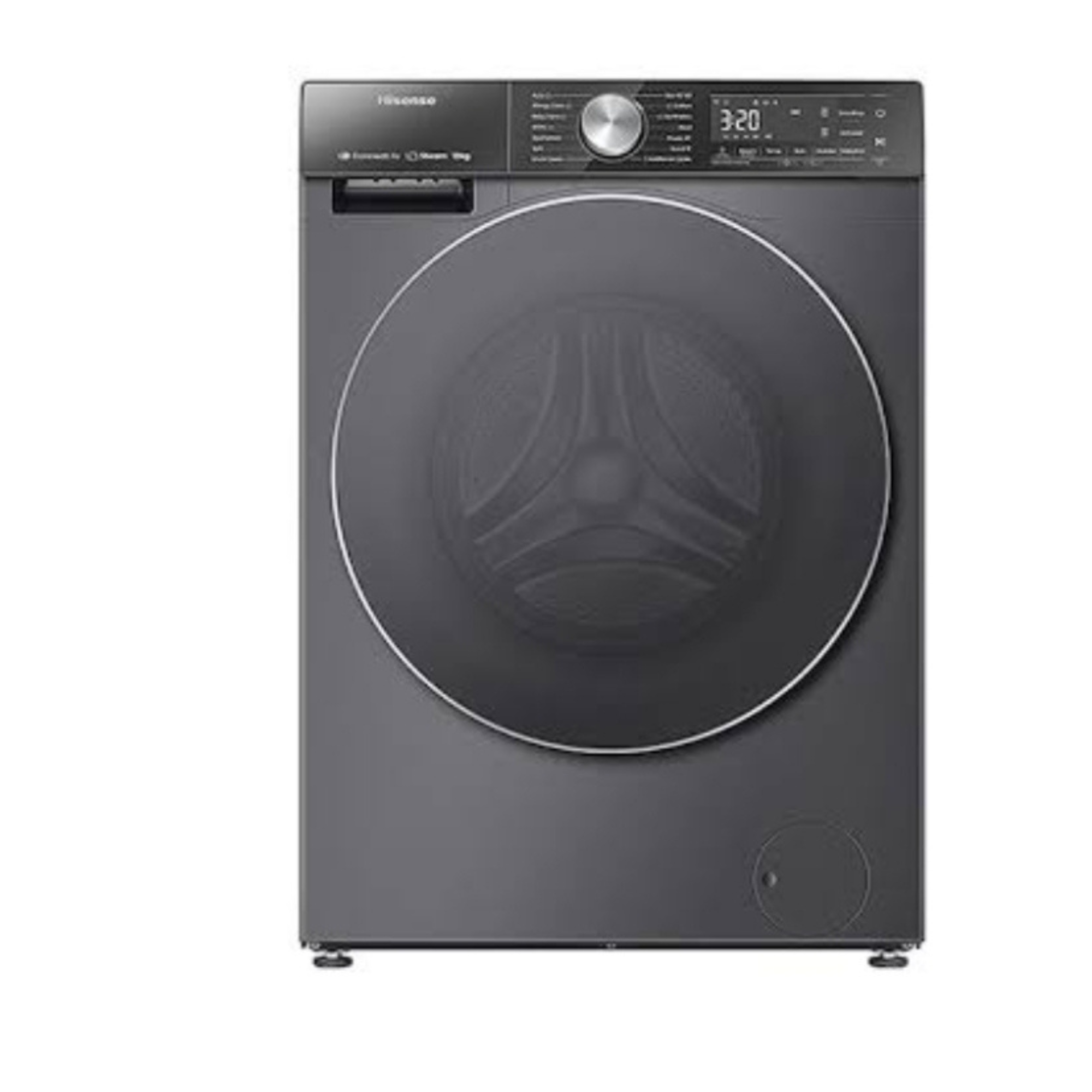 غسالة ومجفف ملابس أتوماتيك برقم موديل WF5S1045BB باللون الفضي التيتانيوم ومحرك BLDC إنفيرتر مع تقنية البخار وواجهة لمس سوداء بسرعة دوران 1400 دورة في الدقيقة