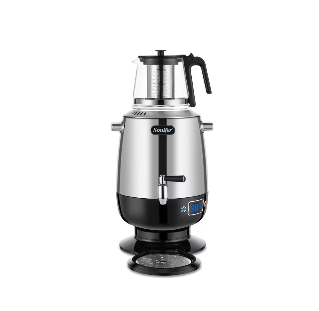 سماور كهربائي Sonifer SF-2139 — سعة 4 لتر + إبريق 1 لتر زجاجي / 7 درجات حرارة