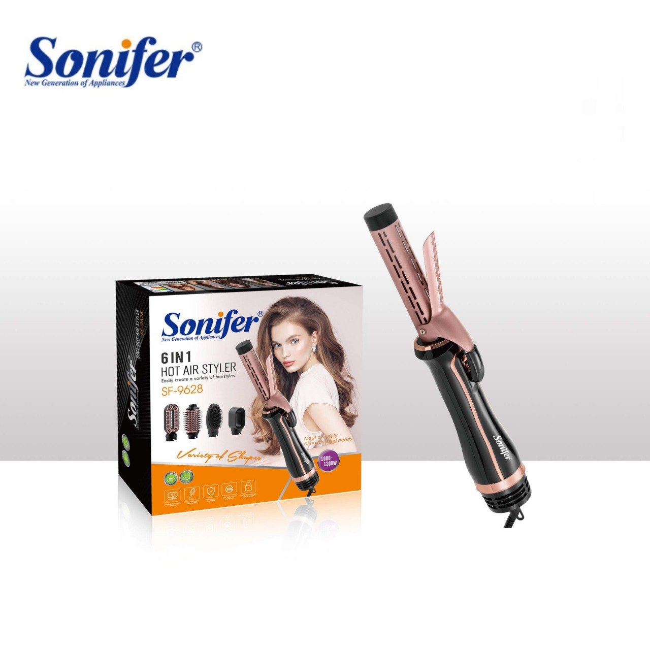 Sonifer SF-9628 – جهاز تصفيف هواء ساخن متعدد الاستخدامات 6-in-1 (مع 5 مرفقات)