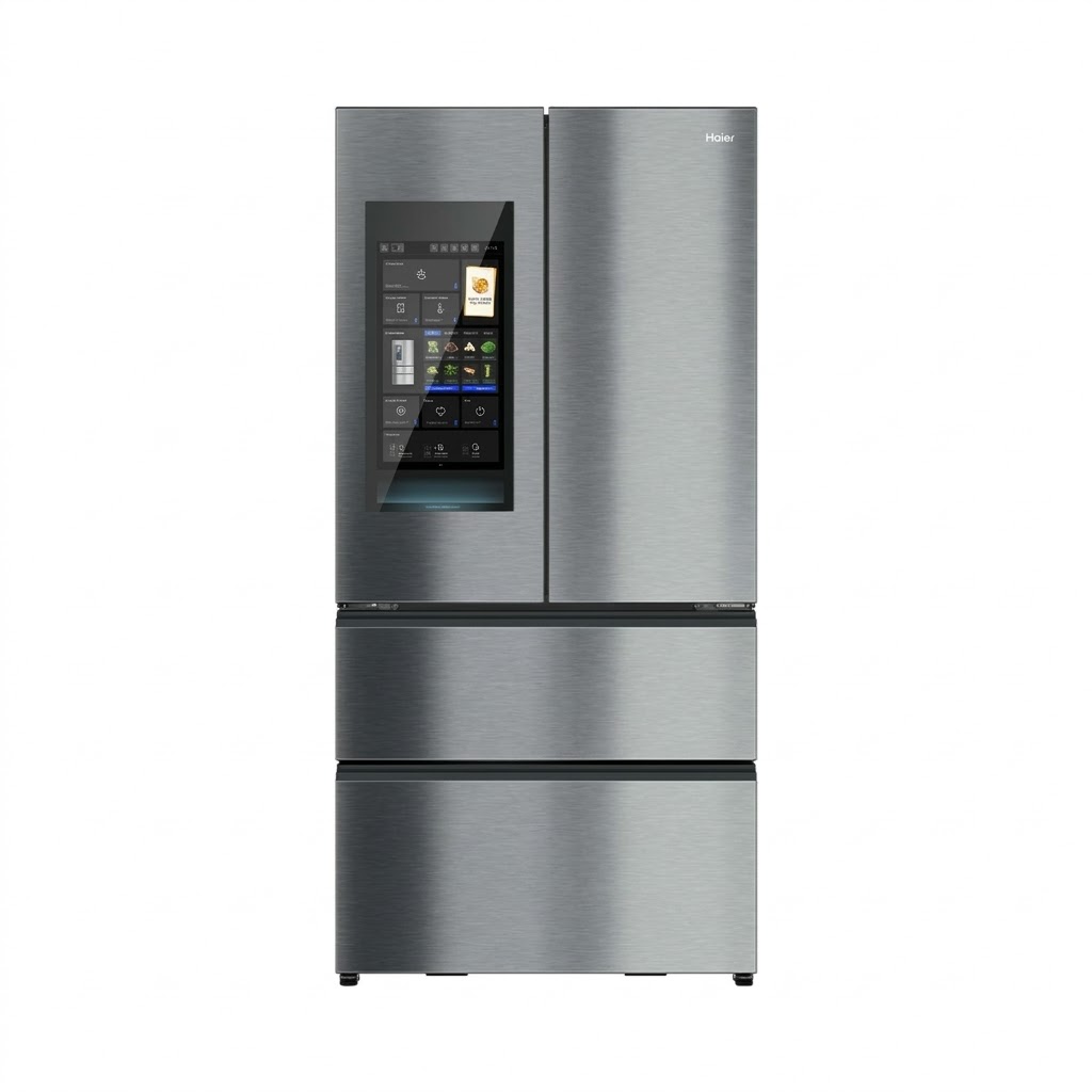 ثلاجة هاير Haier تصميم فرنسي بأربعة أبواب سعة 20.5 قدم مكعب موديل HRF-851VCWIMBLU1 بنظام ضاغط إنفيرتر مزدوج وتبريد كامل بدون ثلج