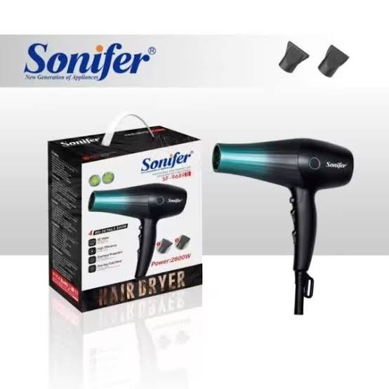 مجفف الشعر Sonifer SF-9689B – قوة 2600 واط مع زر هواء بارد بضغطة واحدة