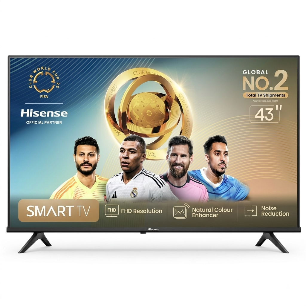 تلفزيون هايسنس ذكي 43A42Q بمقاس 43 بوصة ودقة 4K فائقة الوضوح مع نظام تشغيل فيدا ومعدل تحديث 60 هرتز