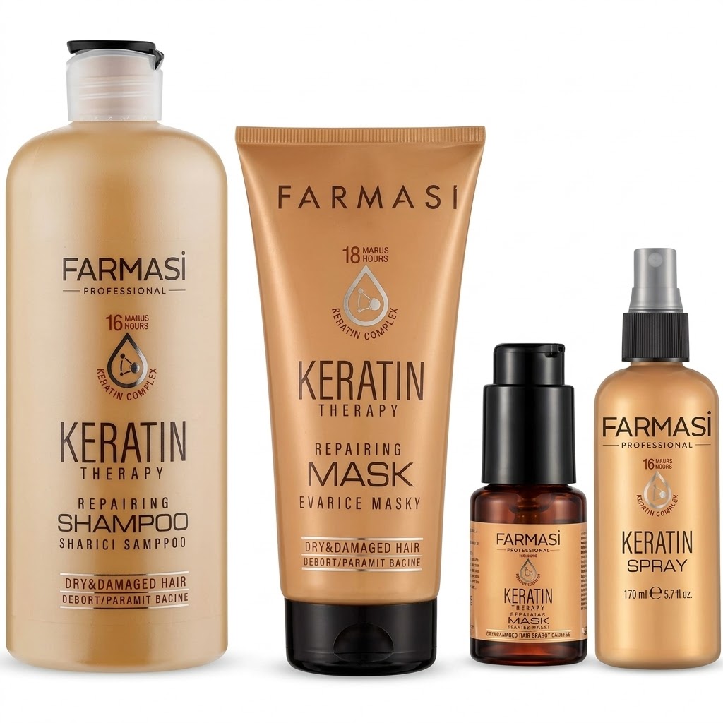 فارمسي Farmasi Keratin Therapy Set مجموعة الكيراتين العلاجية المتكاملة لعلاج الشعر المتضرر من التصبغات