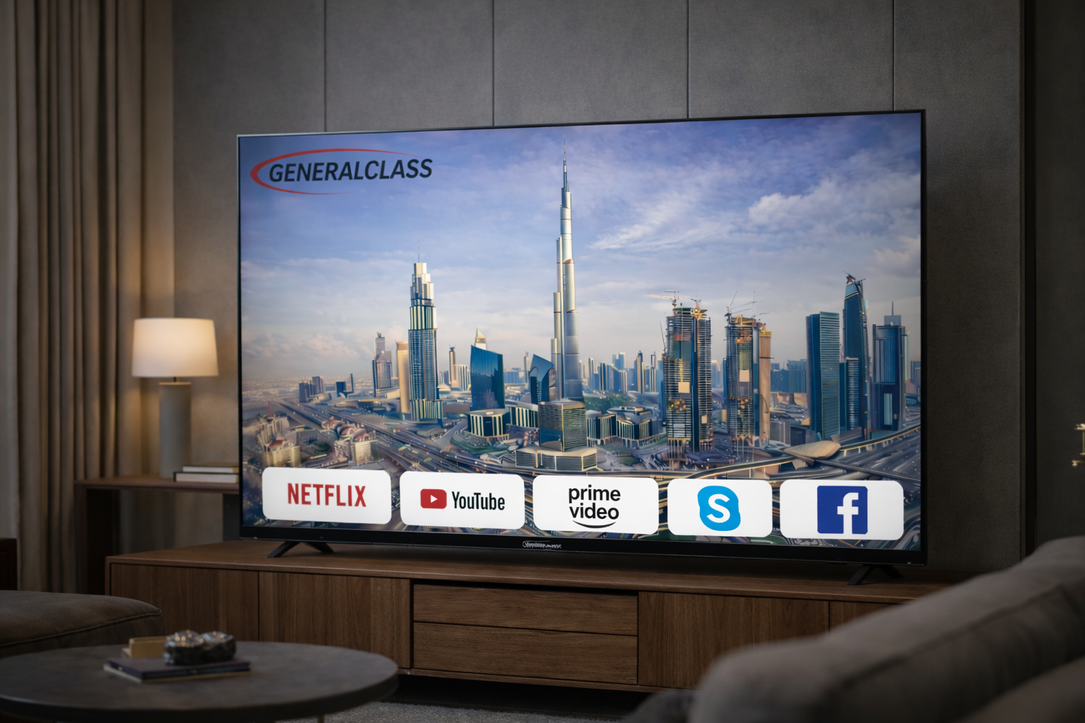شاشة جنرال كلاس 65 بوصة سمارت ضد الكسر مع اشتراك IP TV FAMILY لمدة سنة